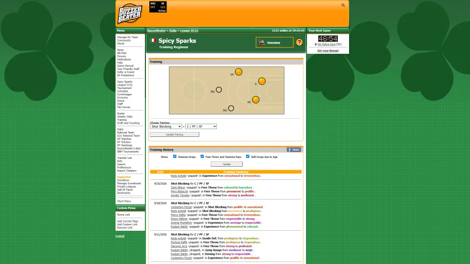 The training page on the old site